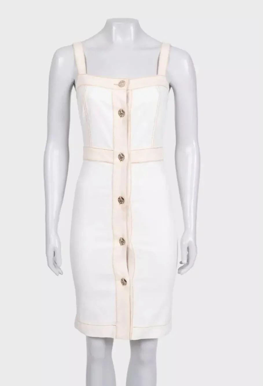 Chanel White Denim Sundress with Gold Buttons Sz.34